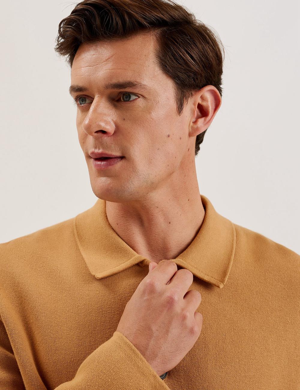Sobrecamisa Ted Baker FREDER - Knitted Cotton Blend Hombre Marrones | TPMI-94105