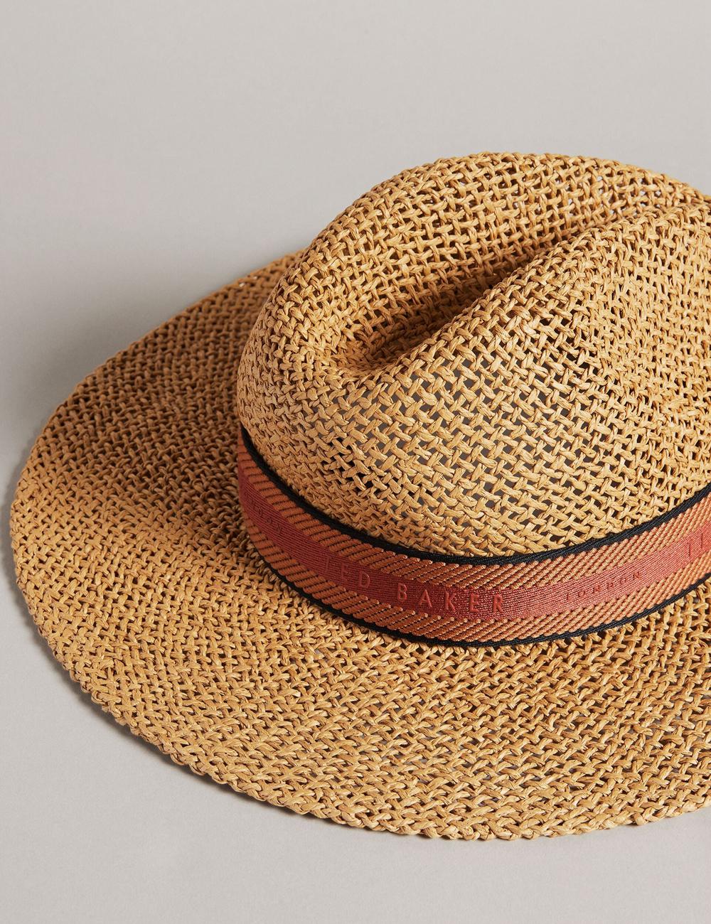 Sombreros Ted Baker CLAIRIE - Straw Webbing Trim Mujer Ecru | CSKM-19082