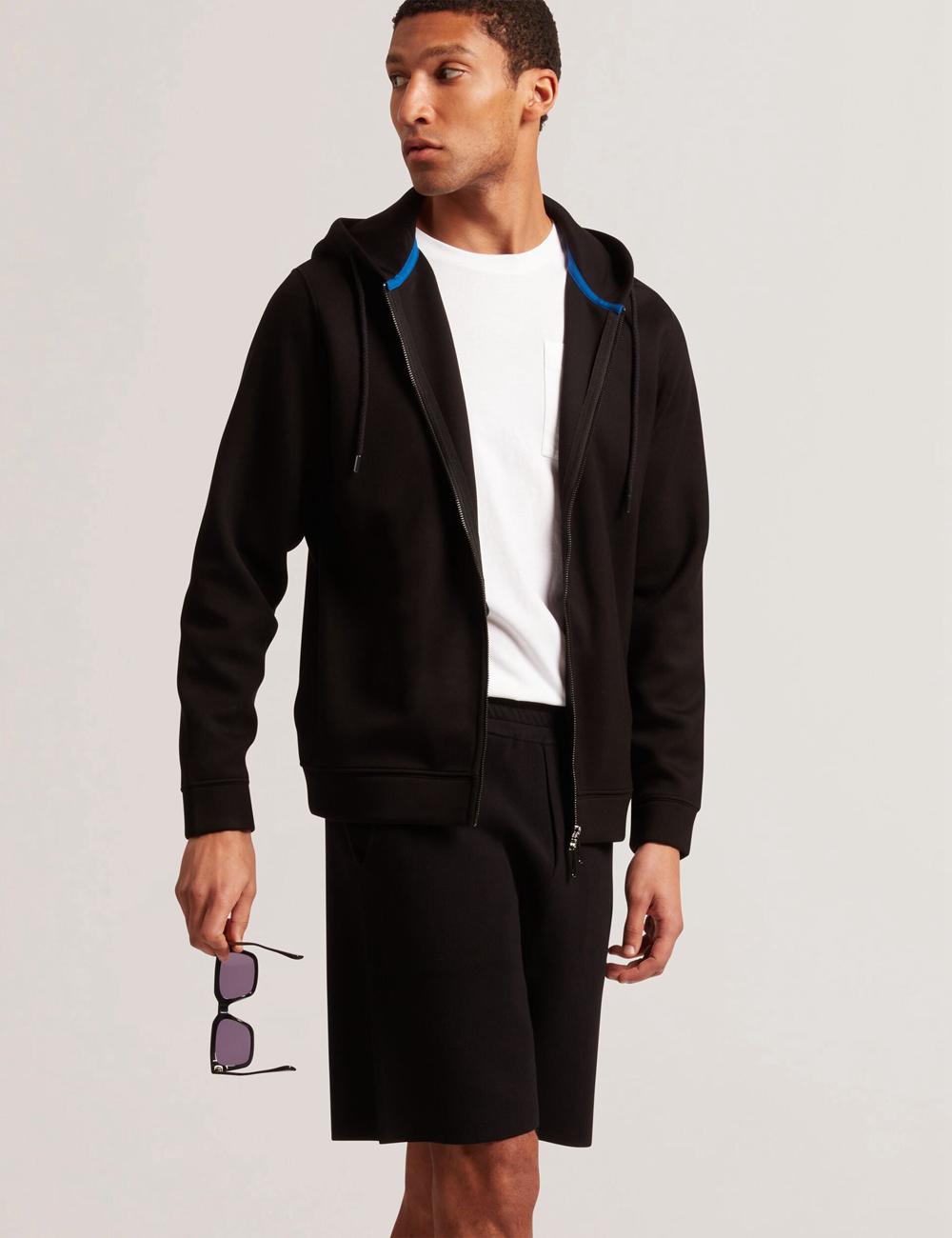 Sudadera con Capucha Ted Baker EPIO - Zip Through Neoprene Hombre Negras | QRGU-18625