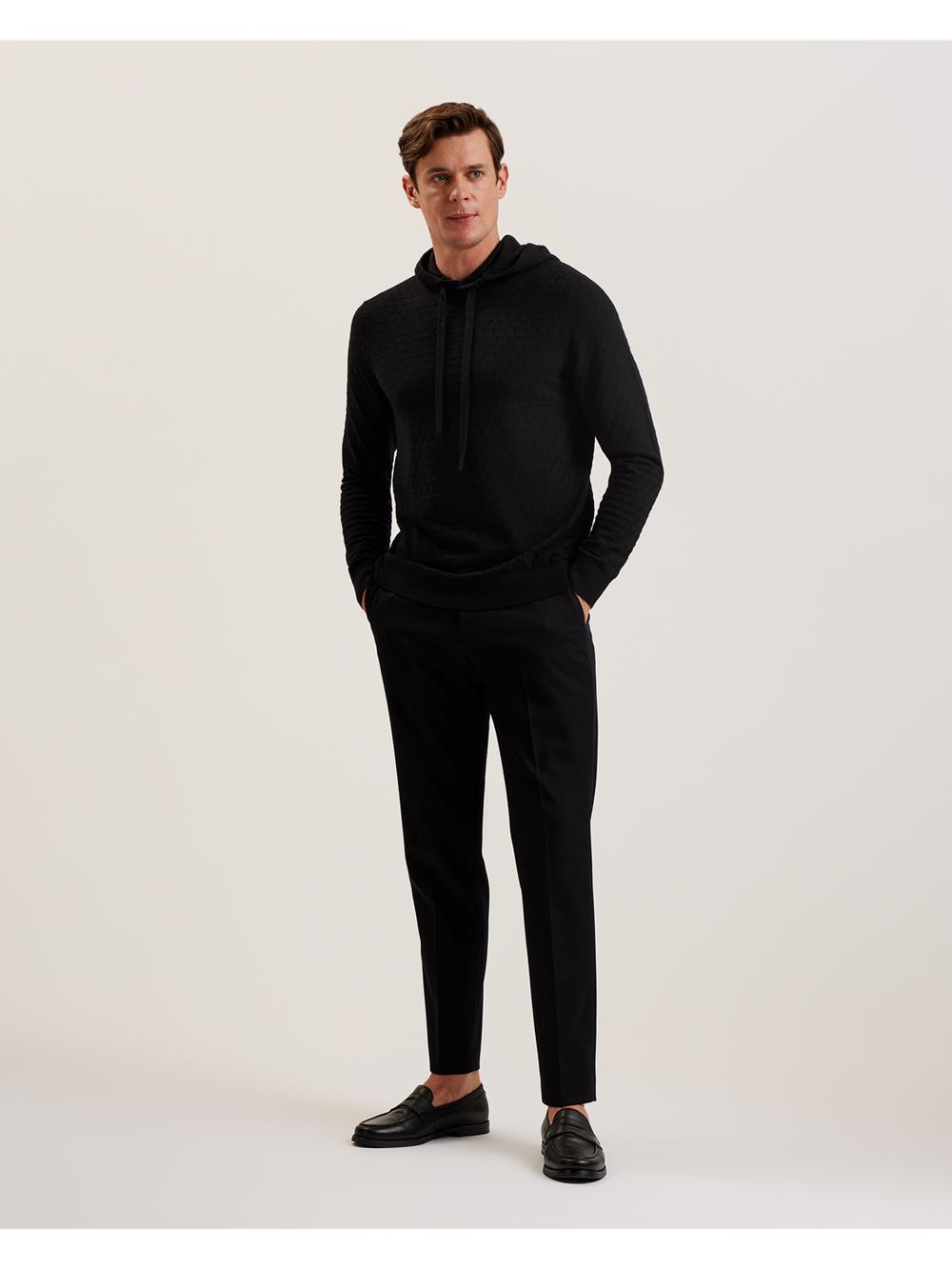 Sudadera con Capucha Ted Baker LOULAR - Textured T Knit Wool Blend Hombre Negras | NPSB-94725