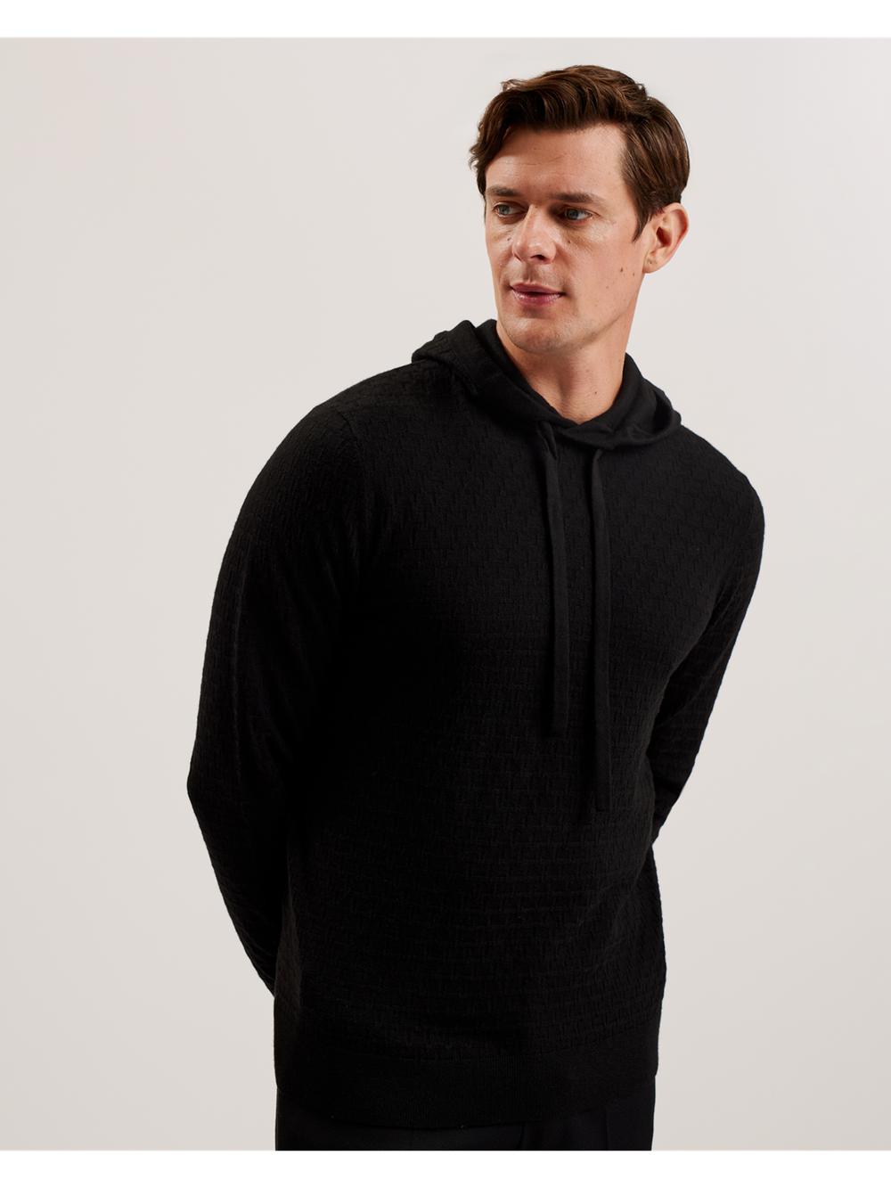 Sudadera con Capucha Ted Baker LOULAR - Textured T Knit Wool Blend Hombre Negras | NPSB-94725