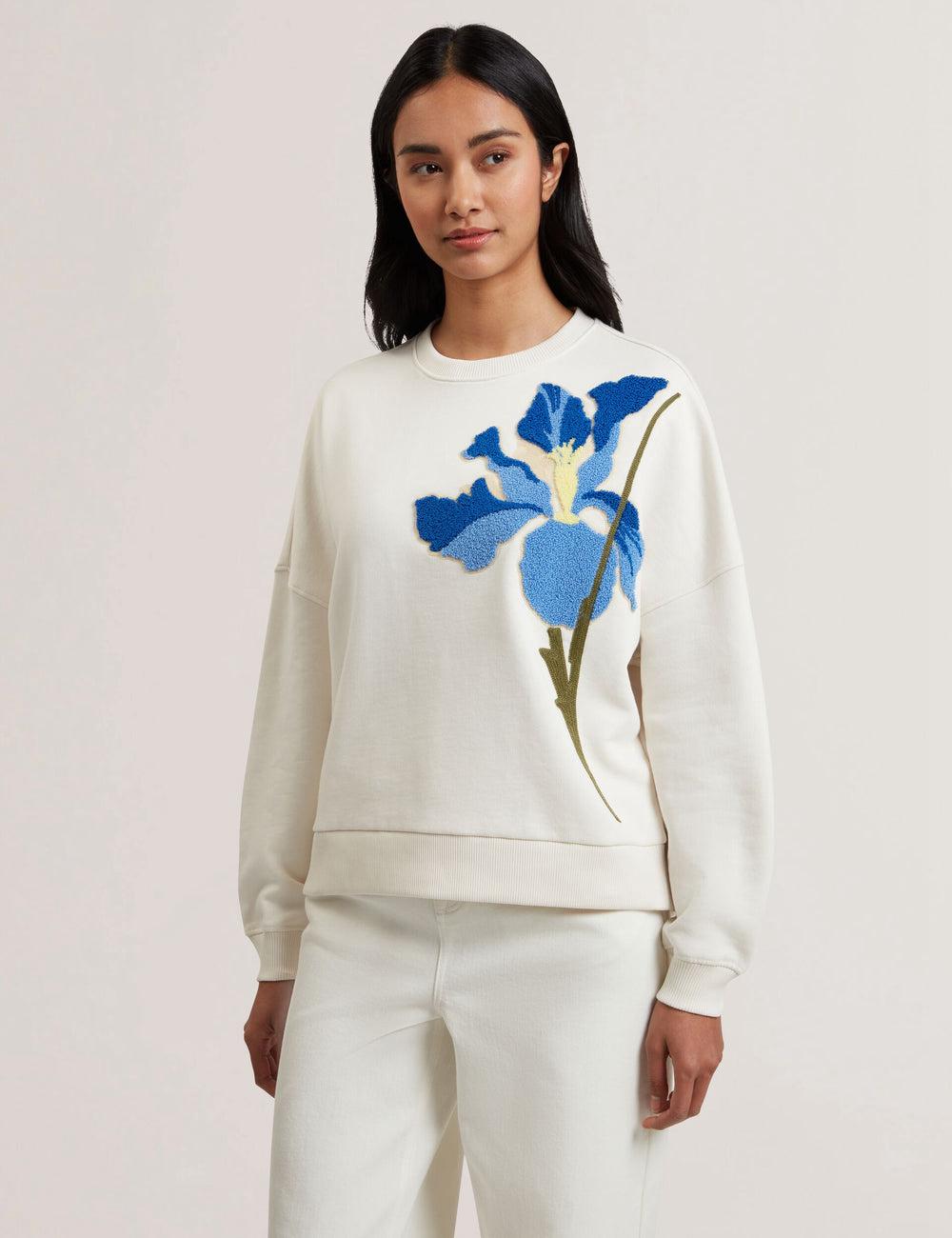 Sudaderas Ted Baker SANDERR - Tufted Floral Graphic Cotton Mujer Blancas | GACZ-87095