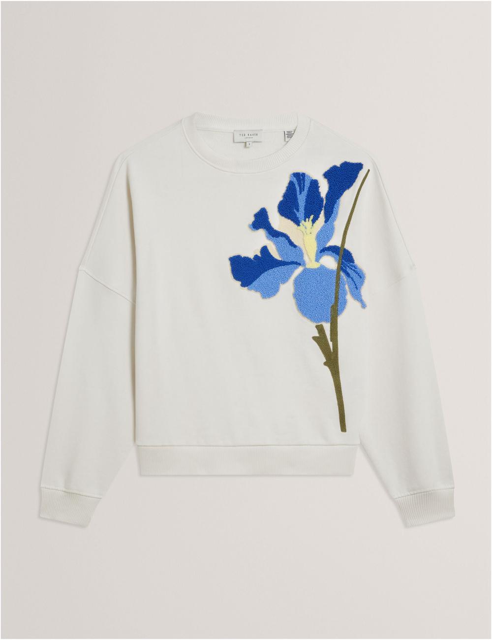 Sudaderas Ted Baker SANDERR - Tufted Floral Graphic Cotton Mujer Blancas | GACZ-87095