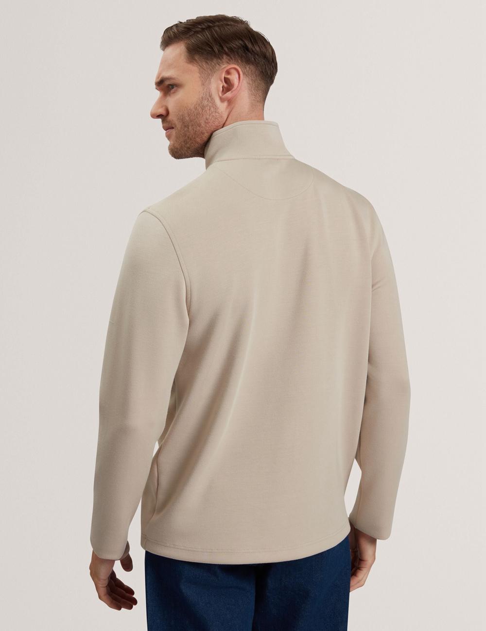 Sudaderas Ted Baker SIMONEA - Textured Panel Half-Zip Modal Hombre Taupe | LTJX-49183
