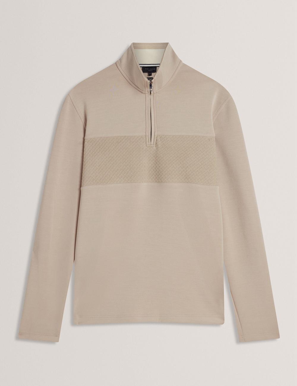 Sudaderas Ted Baker SIMONEA - Textured Panel Half-Zip Modal Hombre Taupe | LTJX-49183