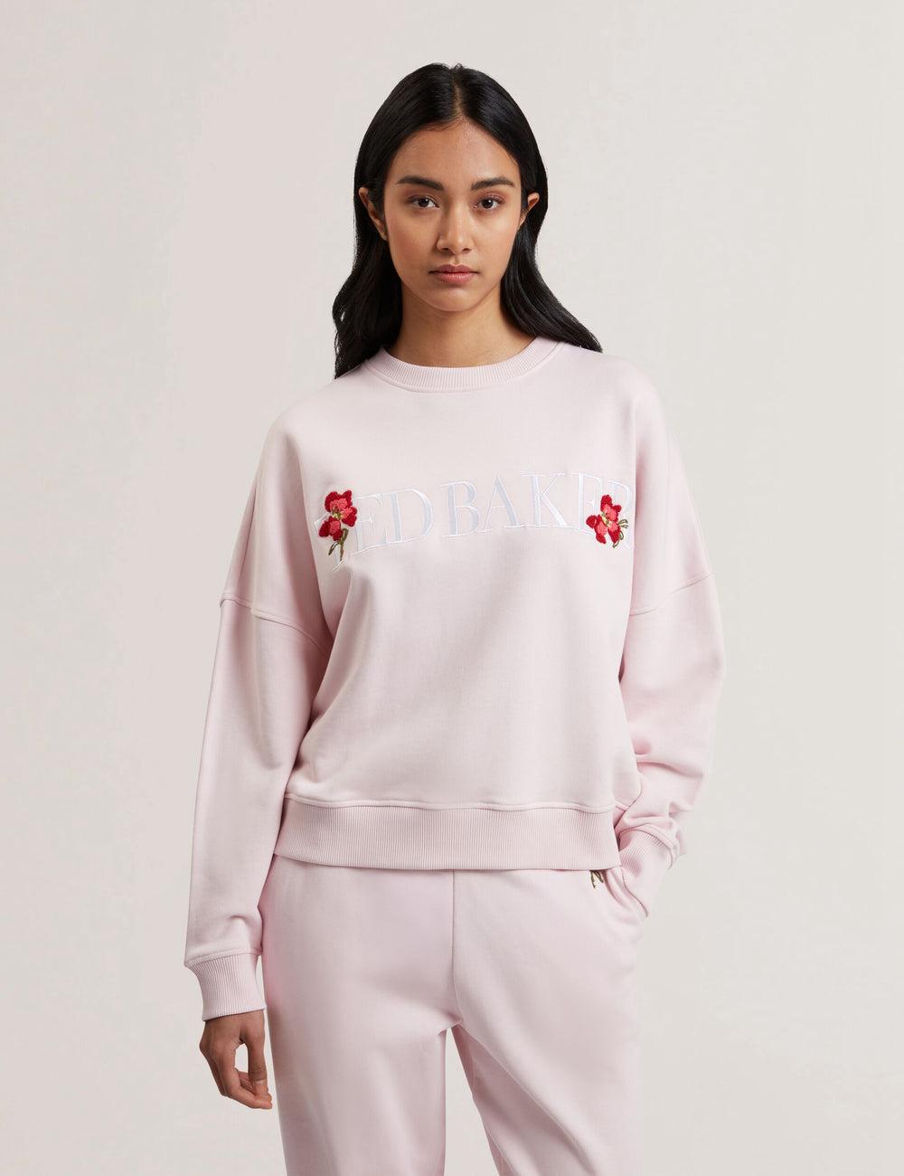Sudaderas Ted Baker STIILA - Embroidered Logo Pure Cotton Mujer Rosas | EMWG-28103