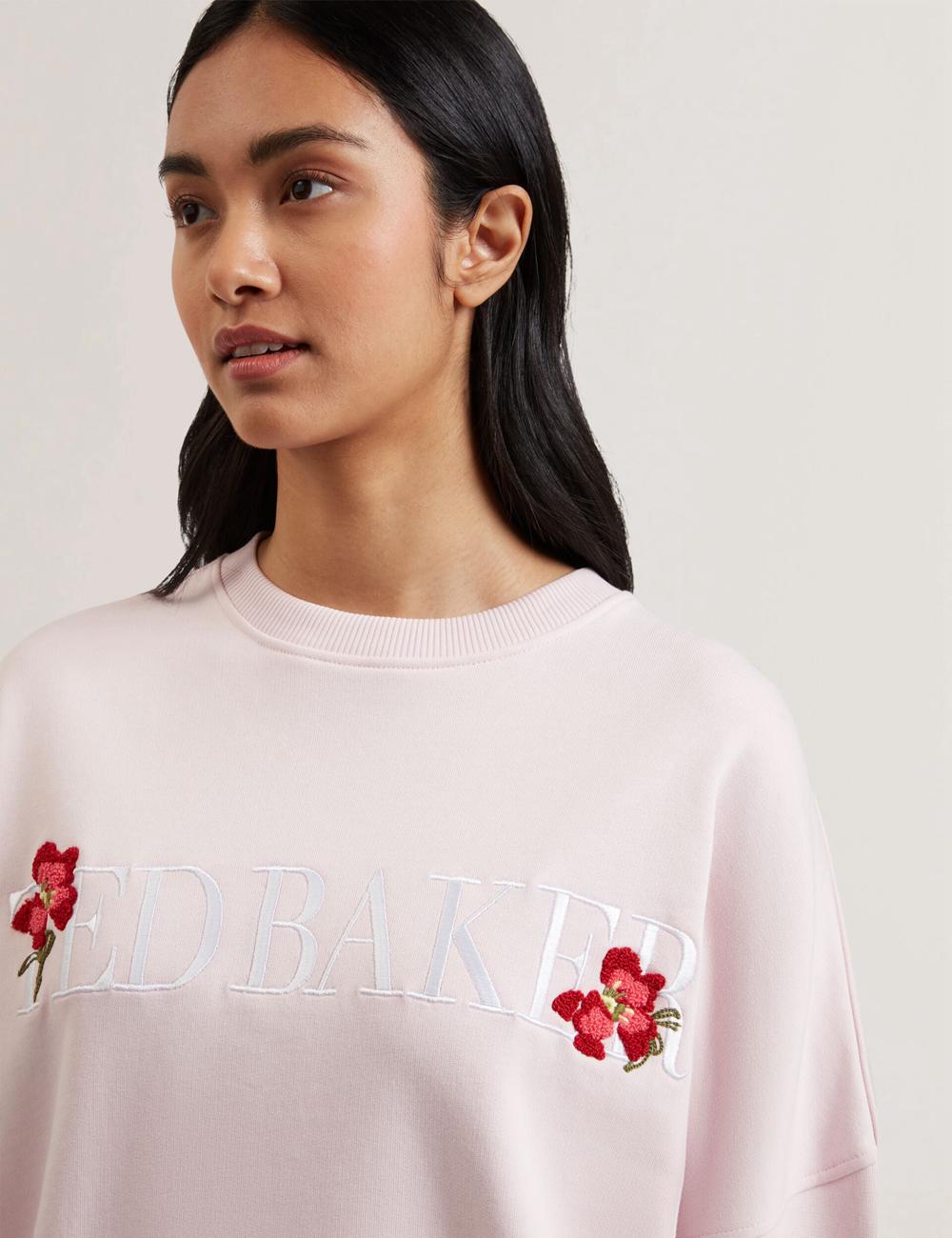 Sudaderas Ted Baker STIILA - Embroidered Logo Pure Cotton Mujer Rosas | EMWG-28103