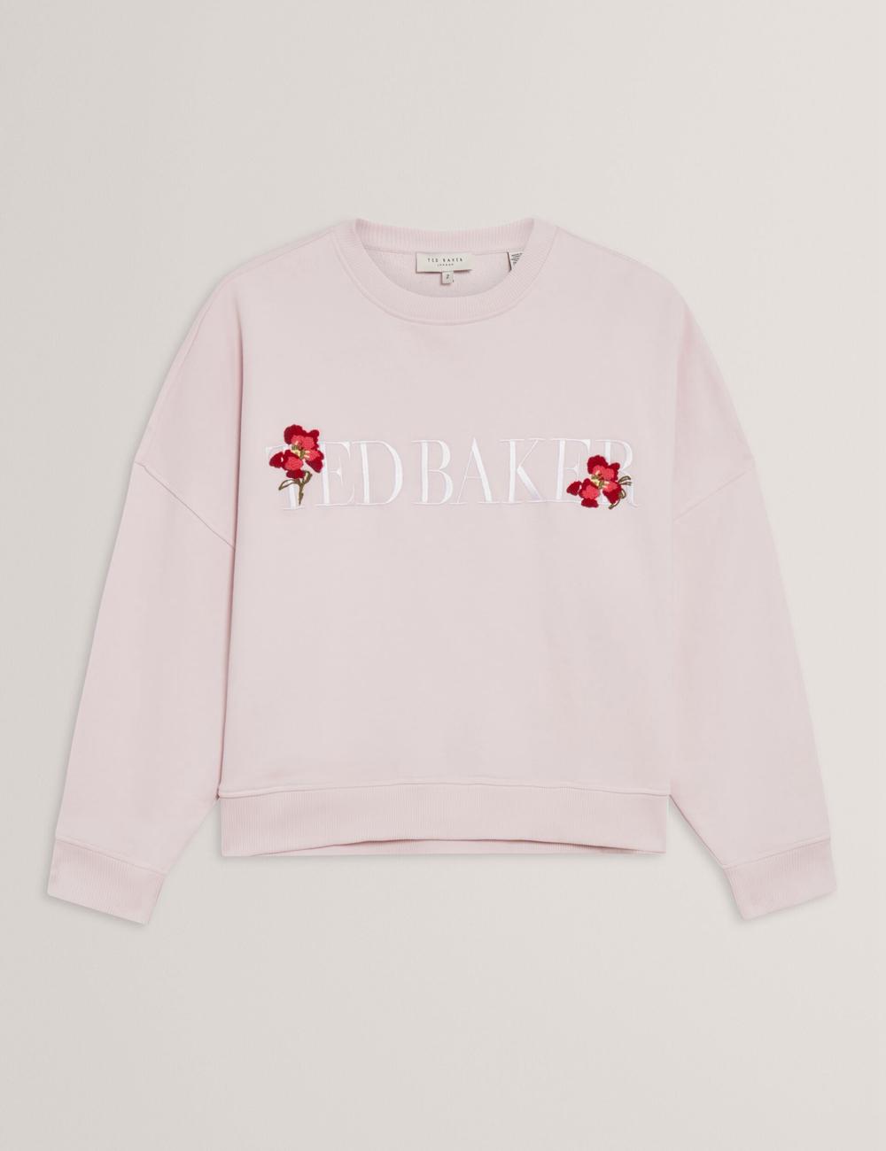 Sudaderas Ted Baker STIILA - Embroidered Logo Pure Cotton Mujer Rosas | EMWG-28103