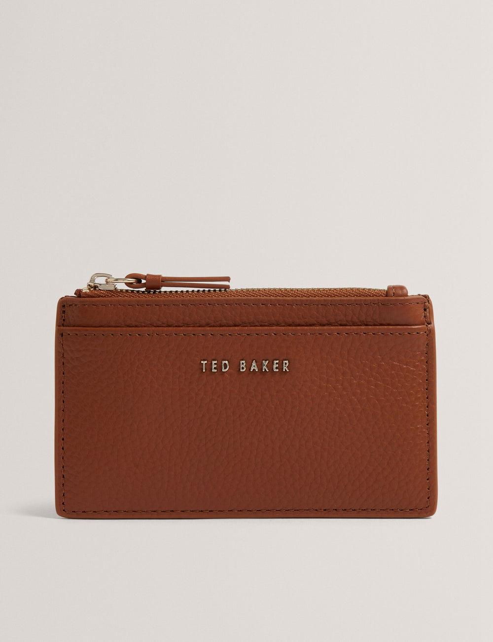 Tarjeteros Ted Baker DELFIE - Textured Leather Zipped Card Holder Mujer Marrones | UGPJ-36478