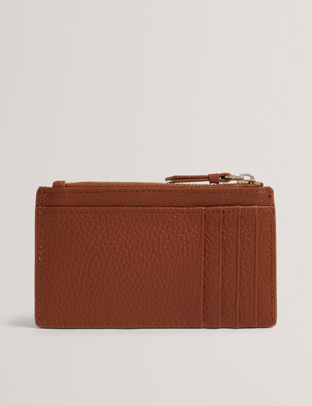 Tarjeteros Ted Baker DELFIE - Textured Leather Zipped Card Holder Mujer Marrones | UGPJ-36478