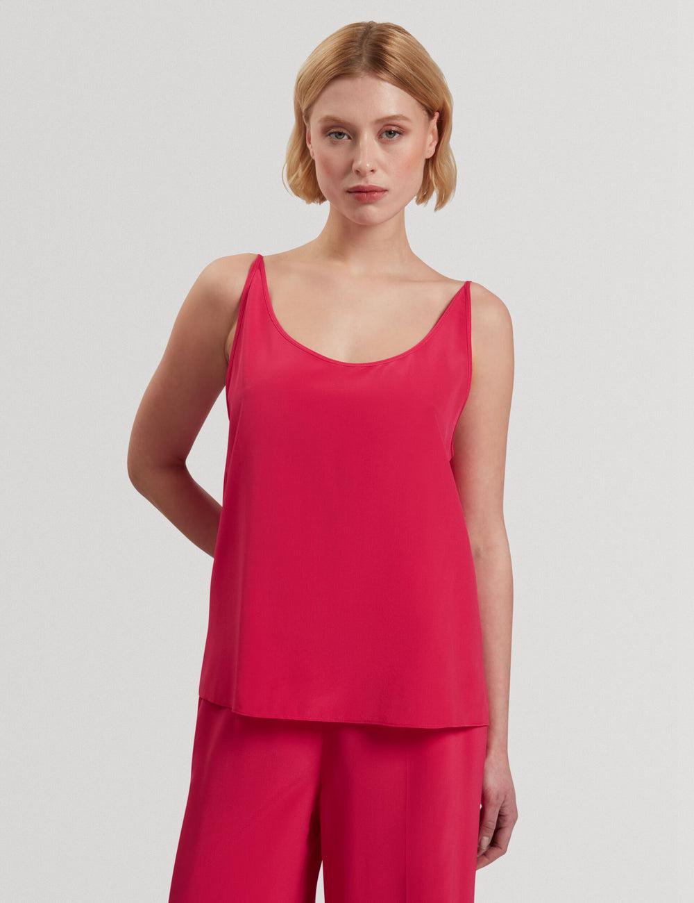 Tops Ted Baker CADASA - Pure Silk Scoop Neck Cami Mujer Fucsia | JNAS-12075