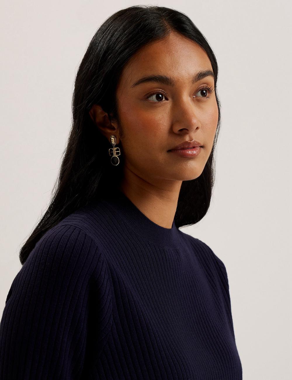 Tops Ted Baker ELLIHAA - Ribbed Knit Half Sleeve Mujer Azul Marino | DBNU-94507