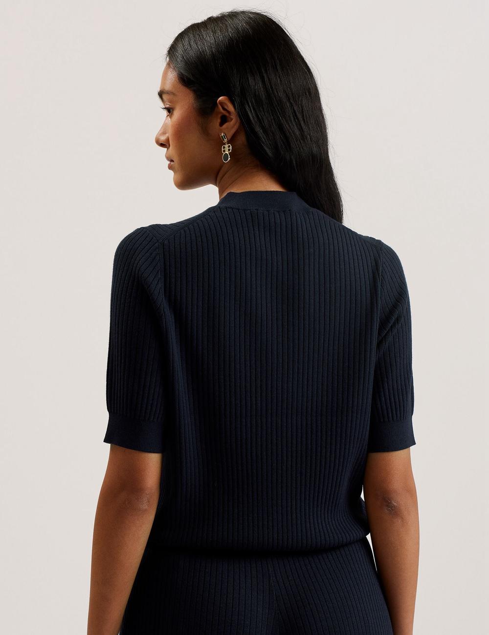 Tops Ted Baker ELLIHAA - Ribbed Knit Half Sleeve Mujer Azul Marino | DBNU-94507
