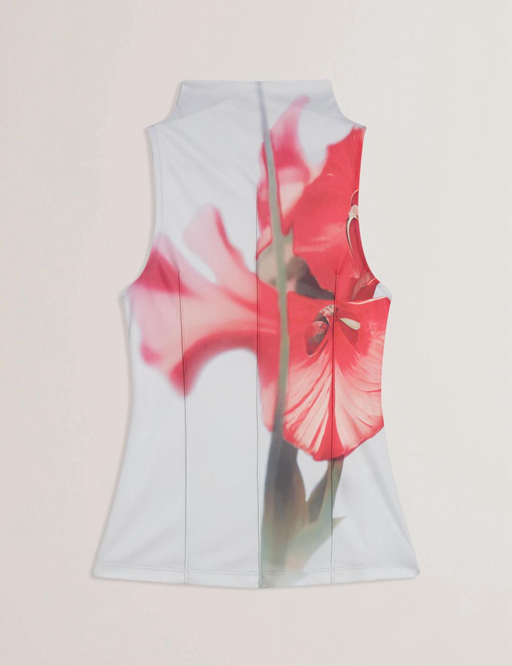 Tops Ted Baker HARPLNN - Floral High Neck Jersey Mujer Azules | WMPO-31762