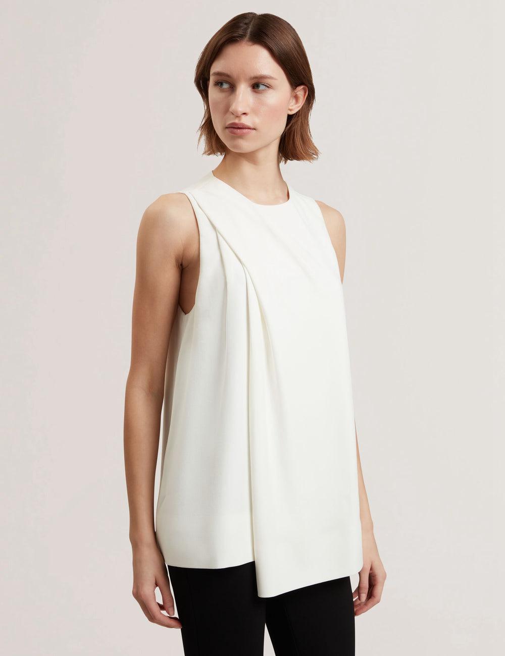 Tops Ted Baker ICANA - Draped Front Asymmetric Sleeveless Mujer Ivory | DHBJ-26194
