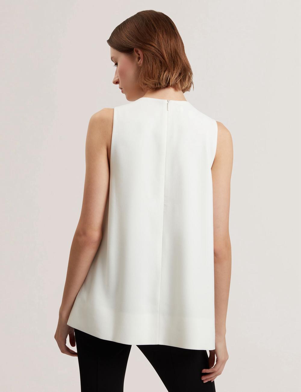 Tops Ted Baker ICANA - Draped Front Asymmetric Sleeveless Mujer Ivory | DHBJ-26194