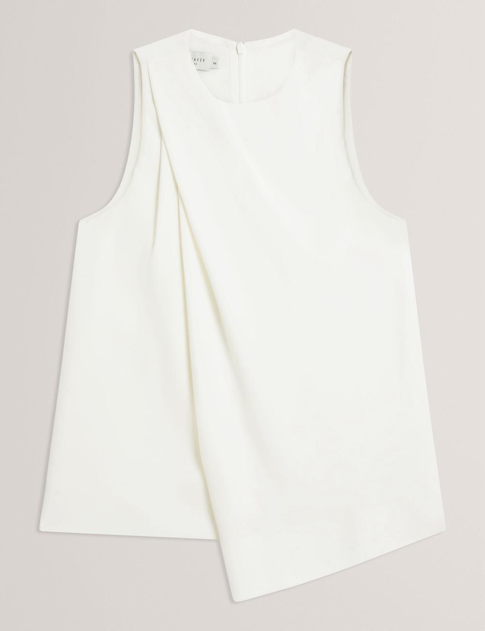 Tops Ted Baker ICANA - Draped Front Asymmetric Sleeveless Mujer Ivory | DHBJ-26194