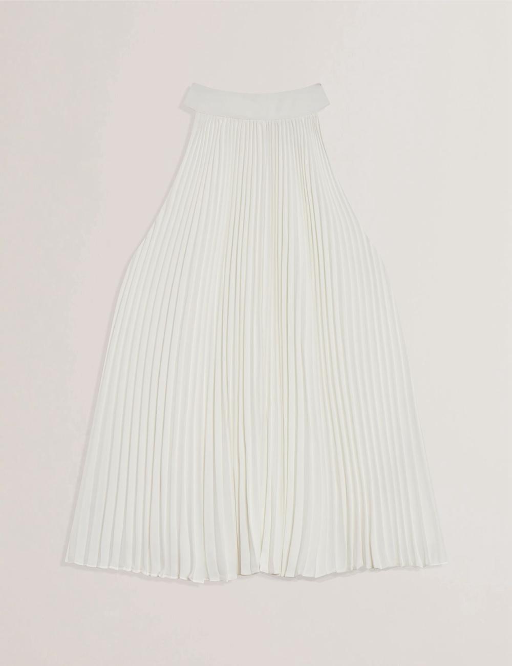 Tops Ted Baker JAMAYA - High Halter Neck Pleated Sleeveless Mujer Ivory | ZWCR-42189