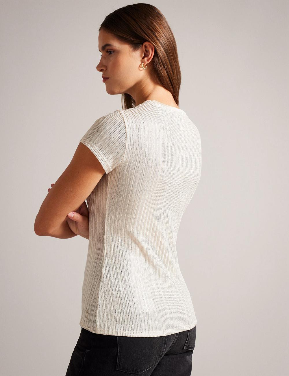 Tops Ted Baker KATRINO - Metallic Short Sleeve Crew Neck Mujer Doradas | WSBP-93274