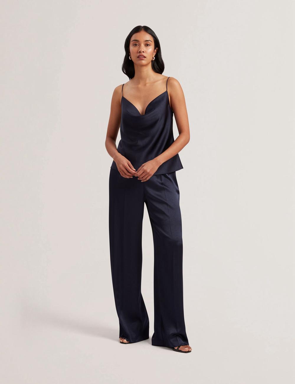 Tops Ted Baker KITI - Satin Cowl Neck Strappy Cami Mujer Azul Marino | ZGHT-13284