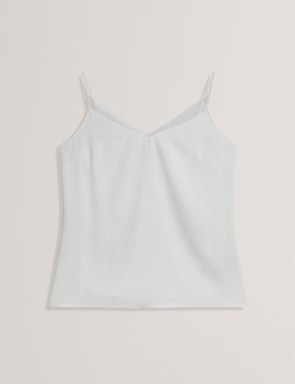 Tops Ted Baker LULEA - Chiffon Detail V-Neck Strappy Cami Mujer Ivory | ZHJD-14235