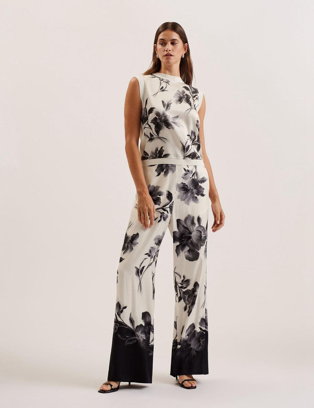 Tops Ted Baker PERLOMA - Printed Woven Front Knitted Mujer Ivory | RCAB-86917