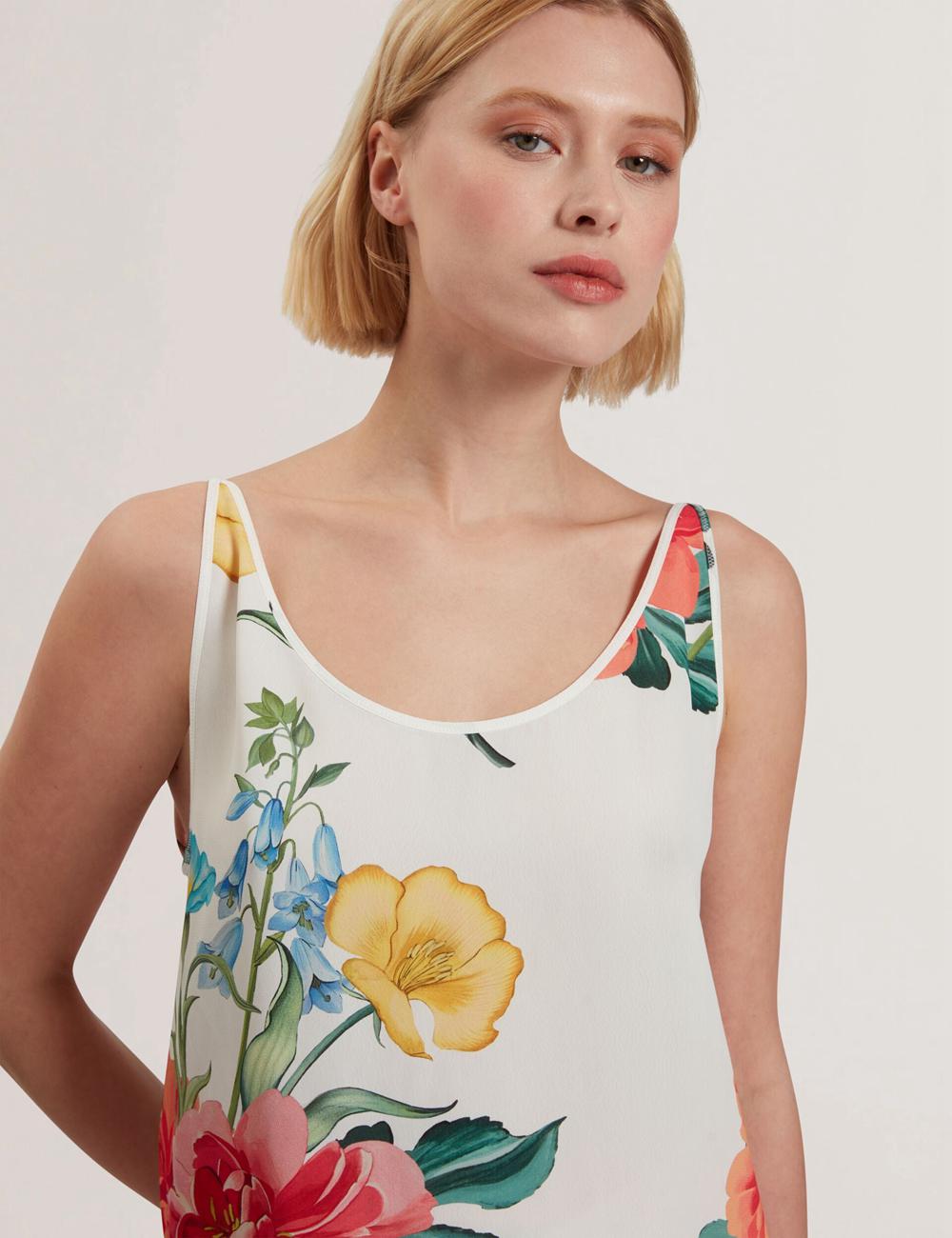 Tops Ted Baker PURRLA - Floral Print Scoop Neck Sleeveless Mujer Blancas | FIHP-14839