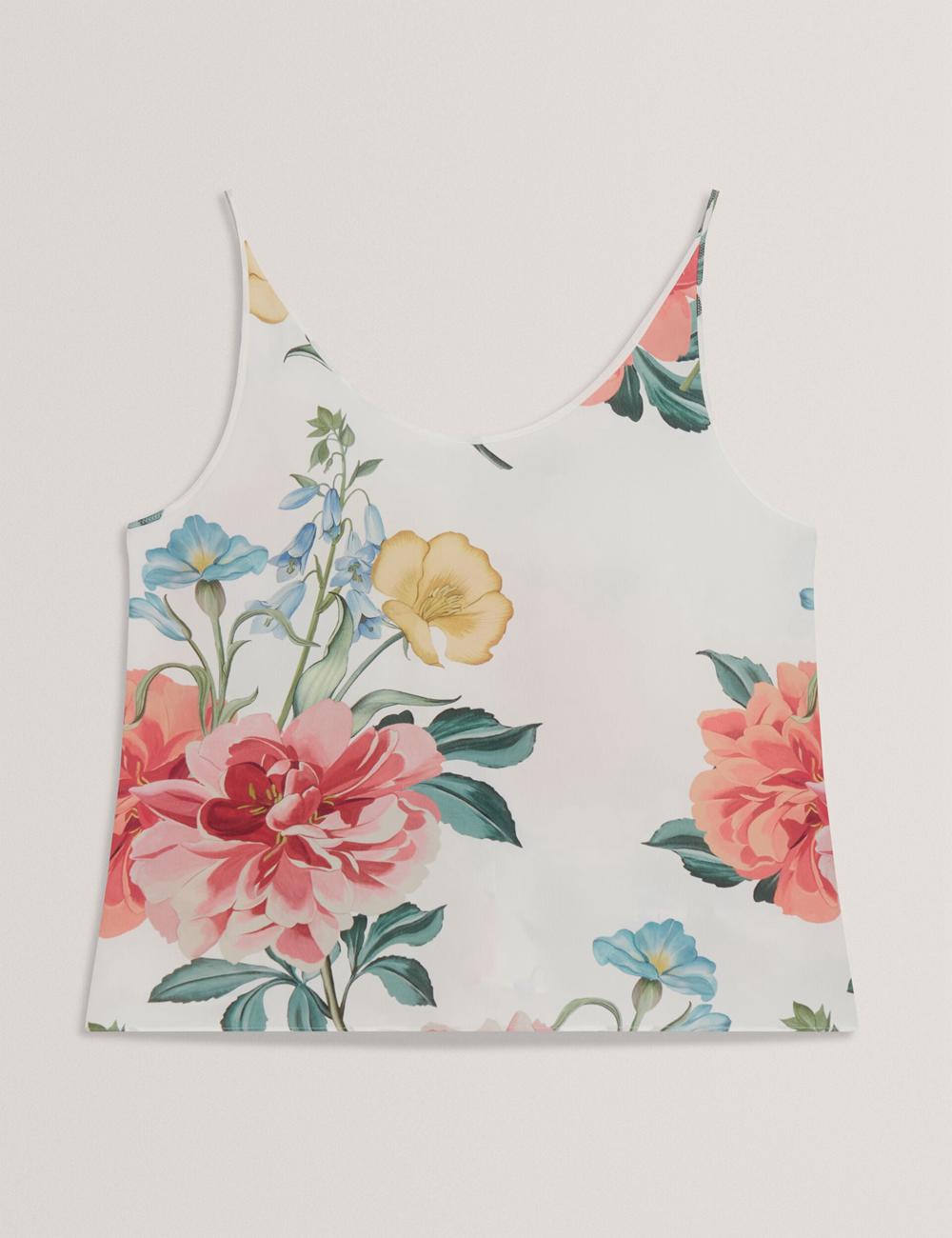 Tops Ted Baker PURRLA - Floral Print Scoop Neck Sleeveless Mujer Blancas | FIHP-14839