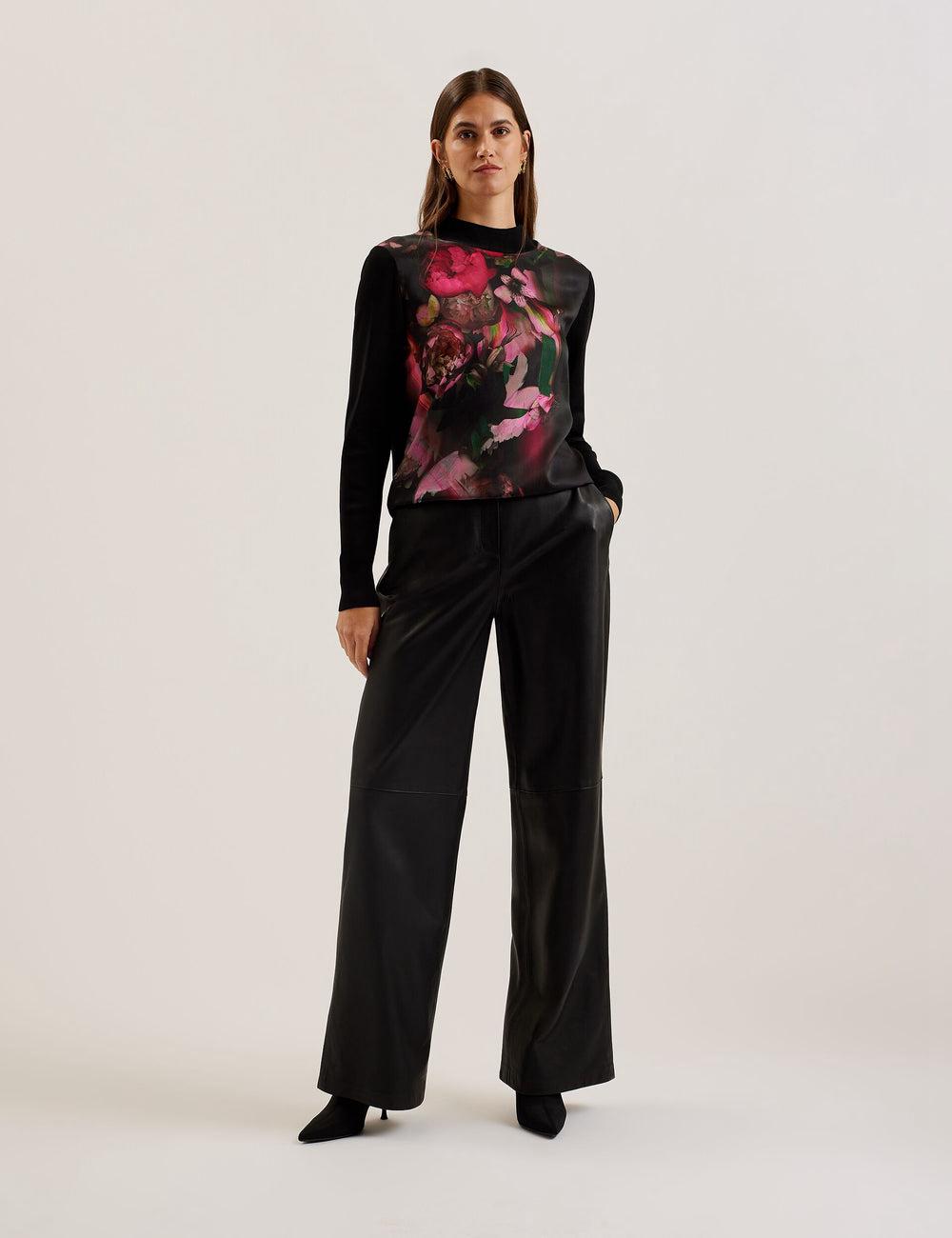 Tops Ted Baker TABITHR - Printed Panel Long Sleeve Knit Mujer Negras | OPER-29871