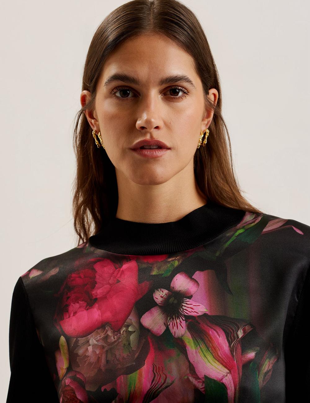Tops Ted Baker TABITHR - Printed Panel Long Sleeve Knit Mujer Negras | OPER-29871