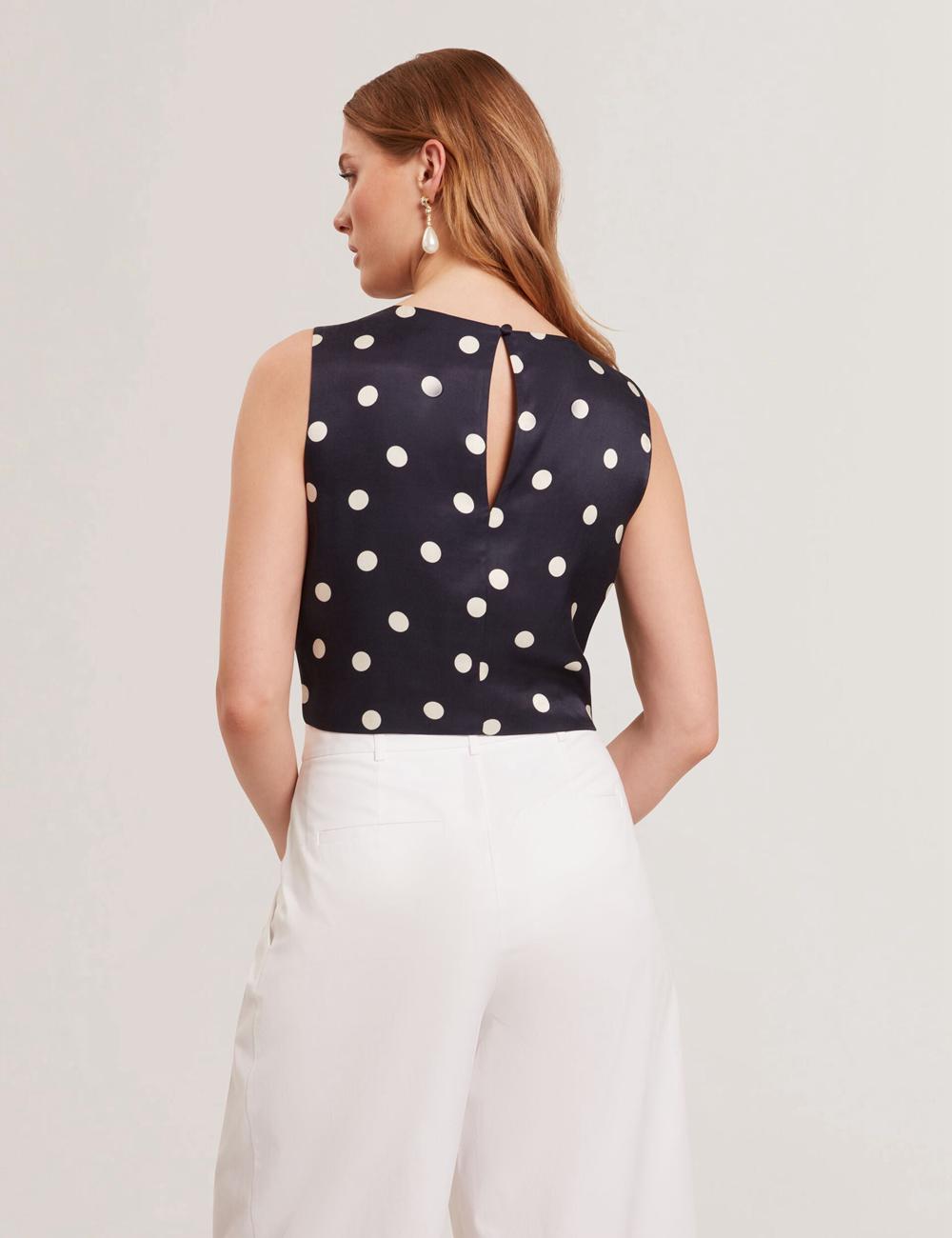 Tops Ted Baker VEIRAA - Polka Dot Front Sleeveless Crop Mujer Azul Marino | GTLF-42983