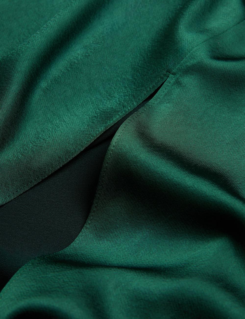 Vestido A Media Pierna Ted Baker ALFEIOS - Long Sleeve Satin Skirt Mujer Verde | BONZ-38792