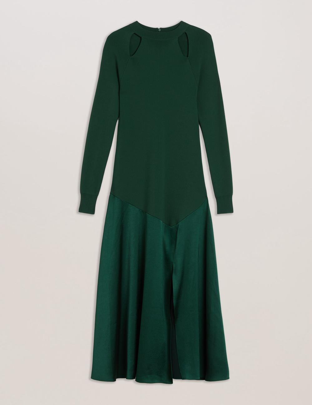 Vestido A Media Pierna Ted Baker ALFEIOS - Long Sleeve Satin Skirt Mujer Verde | BONZ-38792
