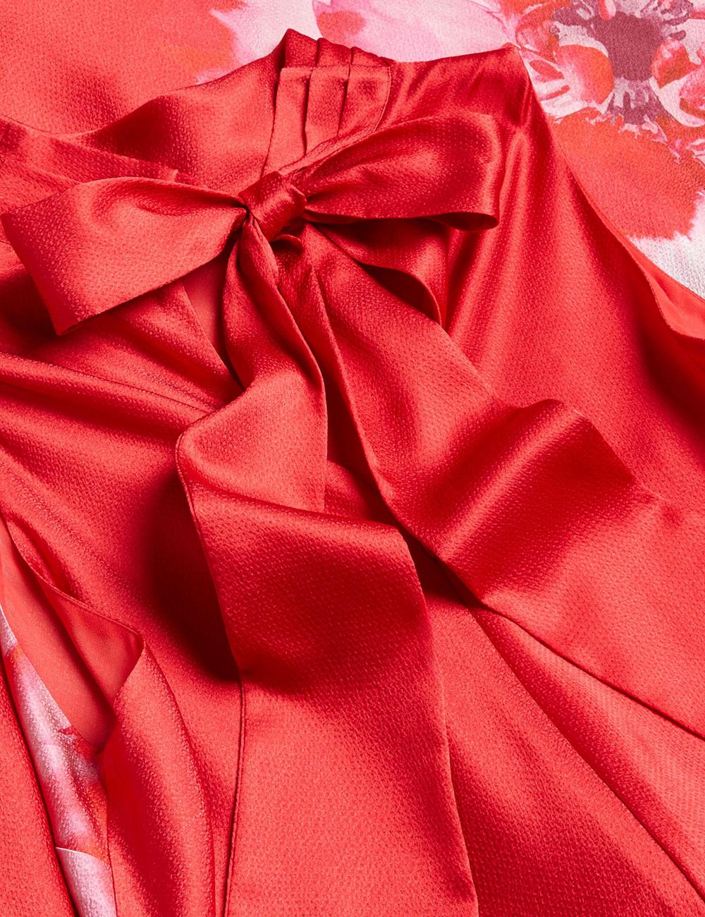 Vestido A Media Pierna Ted Baker ALIARA - Floral Satin High Neck Sleeveless Mujer Rojas | MORN-28149