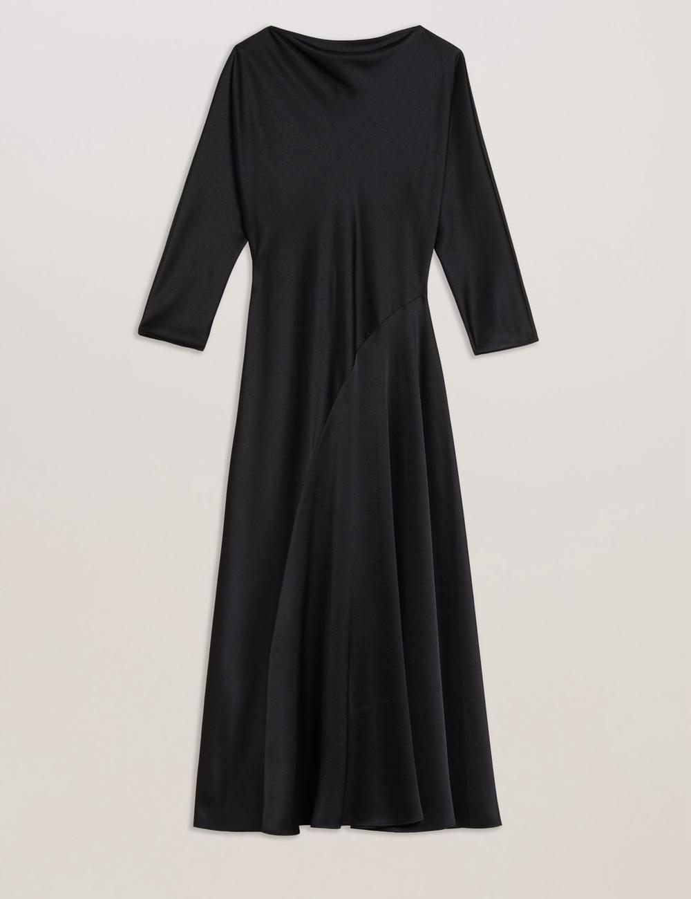 Vestido A Media Pierna Ted Baker AVELLI - Satin Boat Neck A-Line Mujer Negras | PVAT-41608