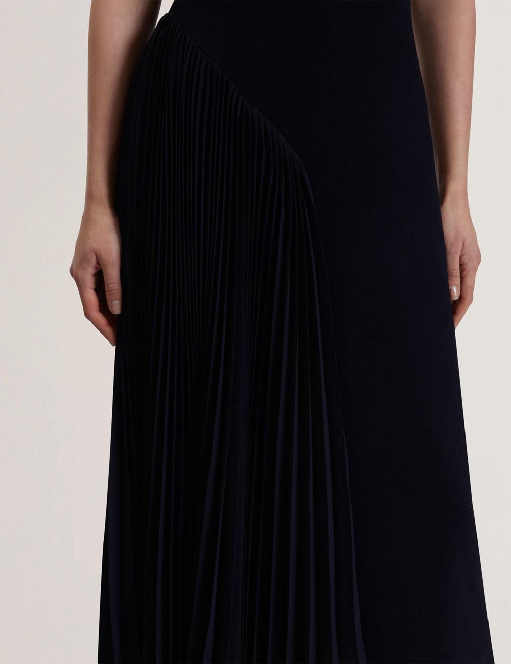 Vestido A Media Pierna Ted Baker AZZINA - Pleated Panel Sleeveless Knitted Mujer Azul Marino | LKEO-81569