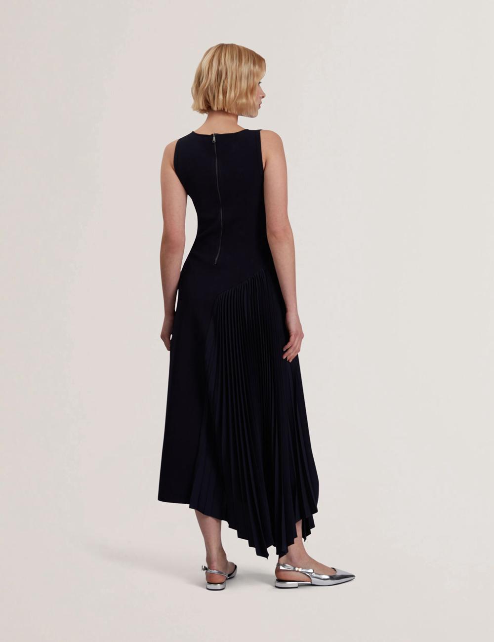 Vestido A Media Pierna Ted Baker AZZINA - Pleated Panel Sleeveless Knitted Mujer Azul Marino | LKEO-81569