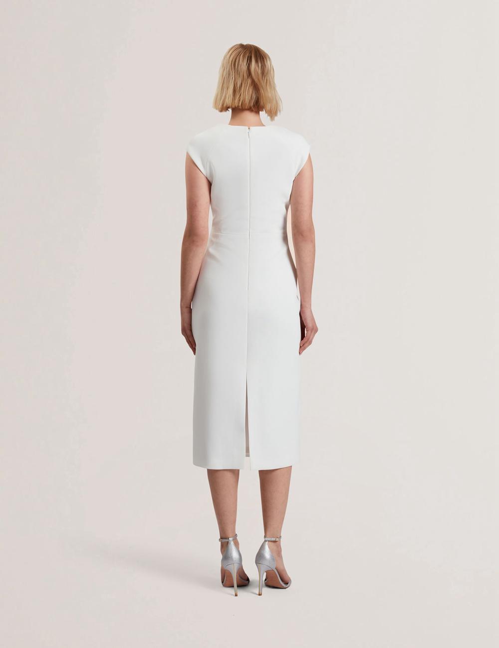 Vestido A Media Pierna Ted Baker BAYREE - Folded Neckline Pencil Mujer Blancas | CZOI-74291