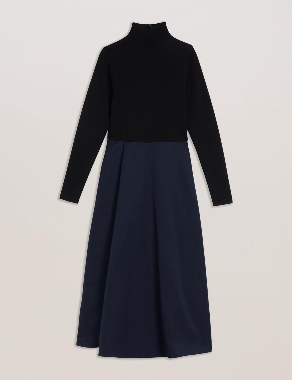 Vestido A Media Pierna Ted Baker CHIRA - Knit Bodice With Wrap Skirt Mujer Negras | ZSCX-52938