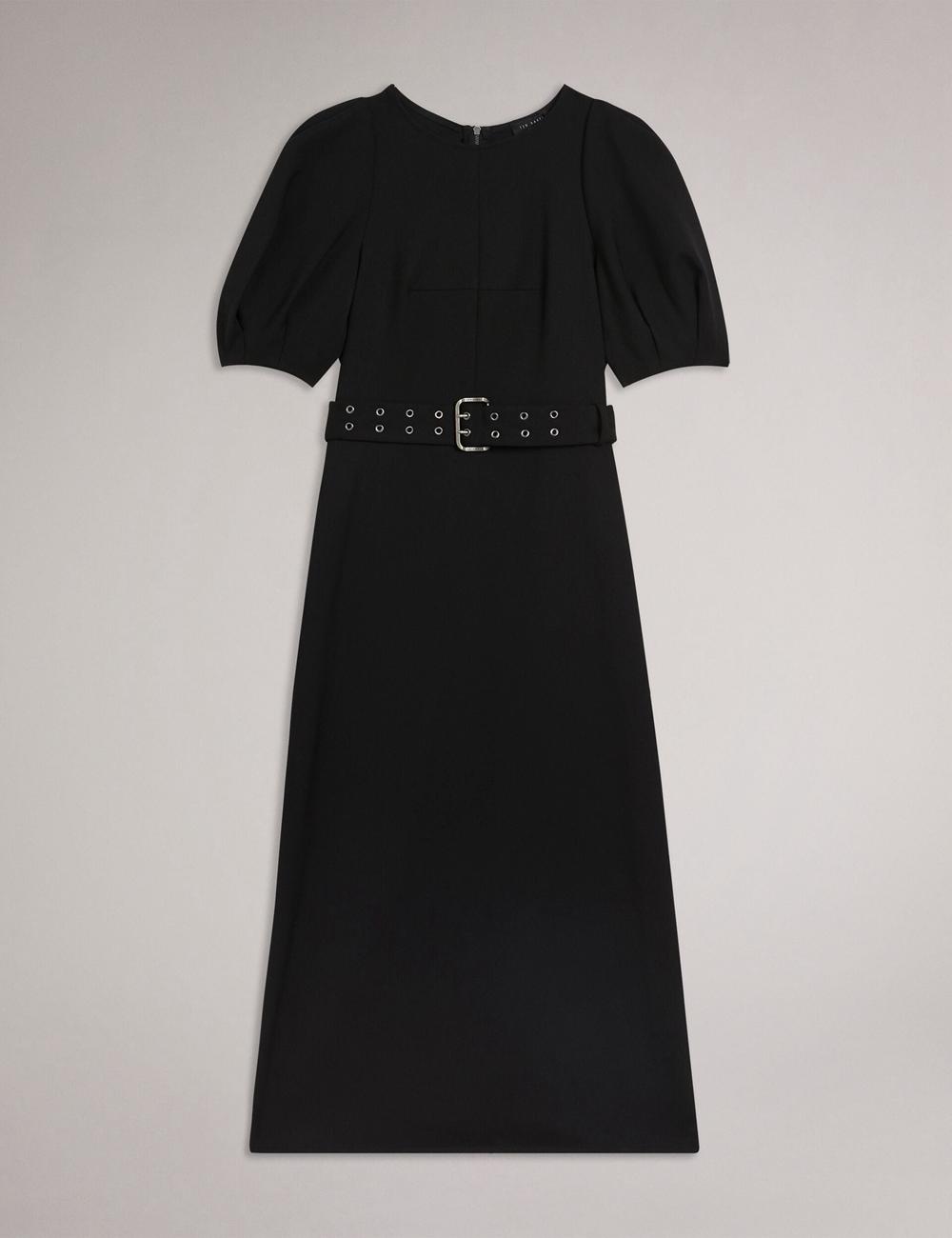 Vestido A Media Pierna Ted Baker GABYELA - Structured Puff Sleeve With Belt Mujer Negras | HXIP-14690