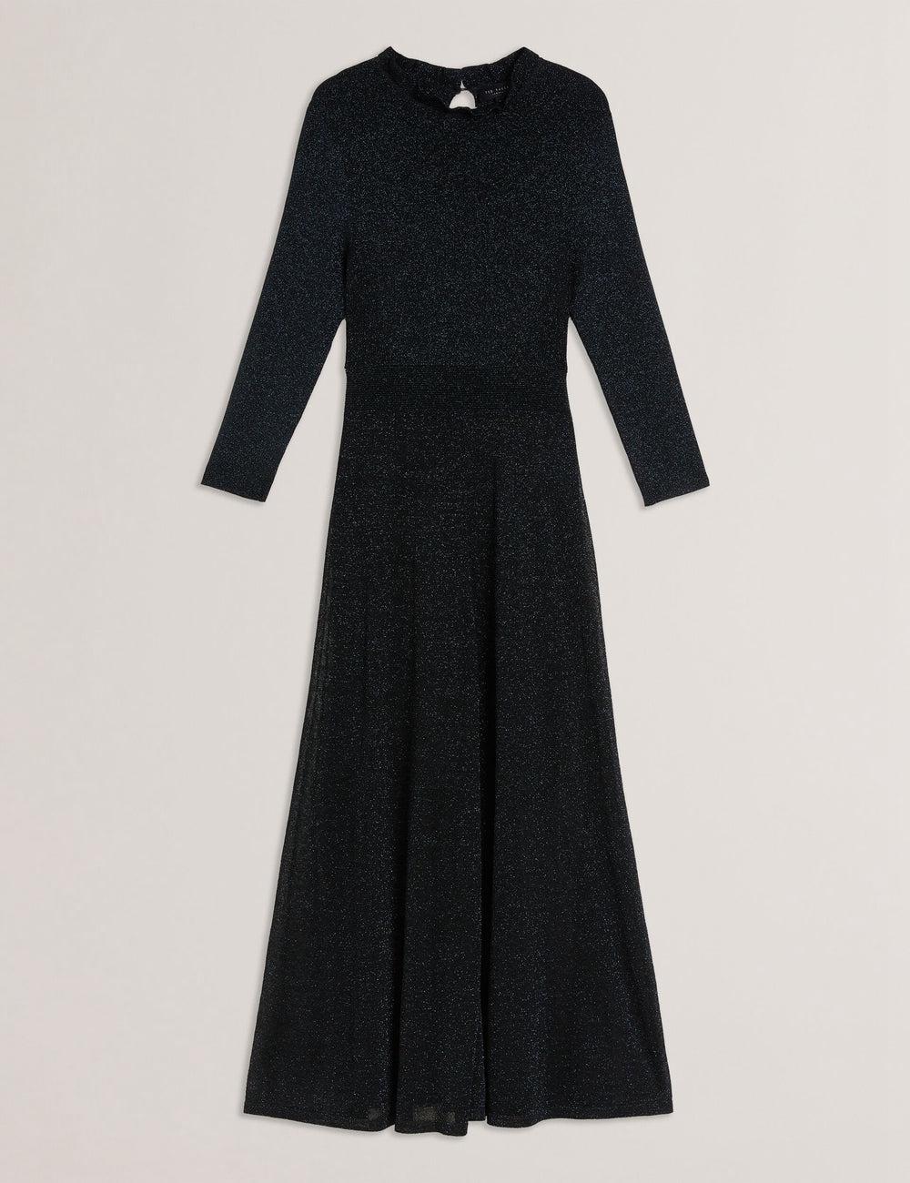 Vestido A Media Pierna Ted Baker KANNIE - Metallic Knit Flowy Mujer Negras | ECVW-05974