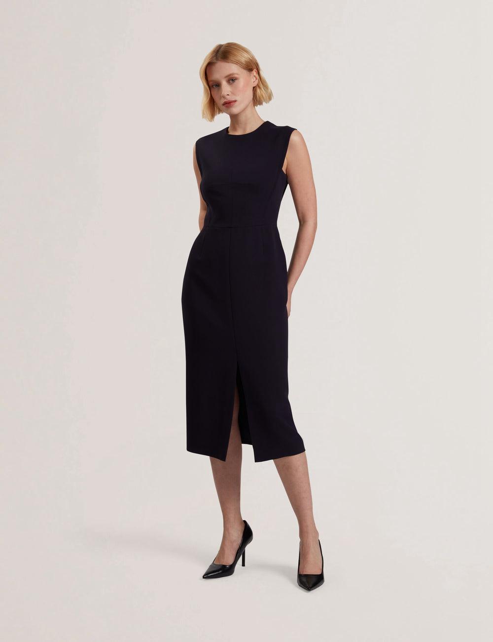 Vestido A Media Pierna Ted Baker MANABDL - Tailored Sleeveless With Front Split Mujer Azul Marino | WESQ-37260