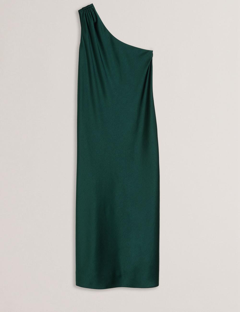 Vestido A Media Pierna Ted Baker MELGAR - Satin One Shoulder Mujer Verde | SVNP-89654