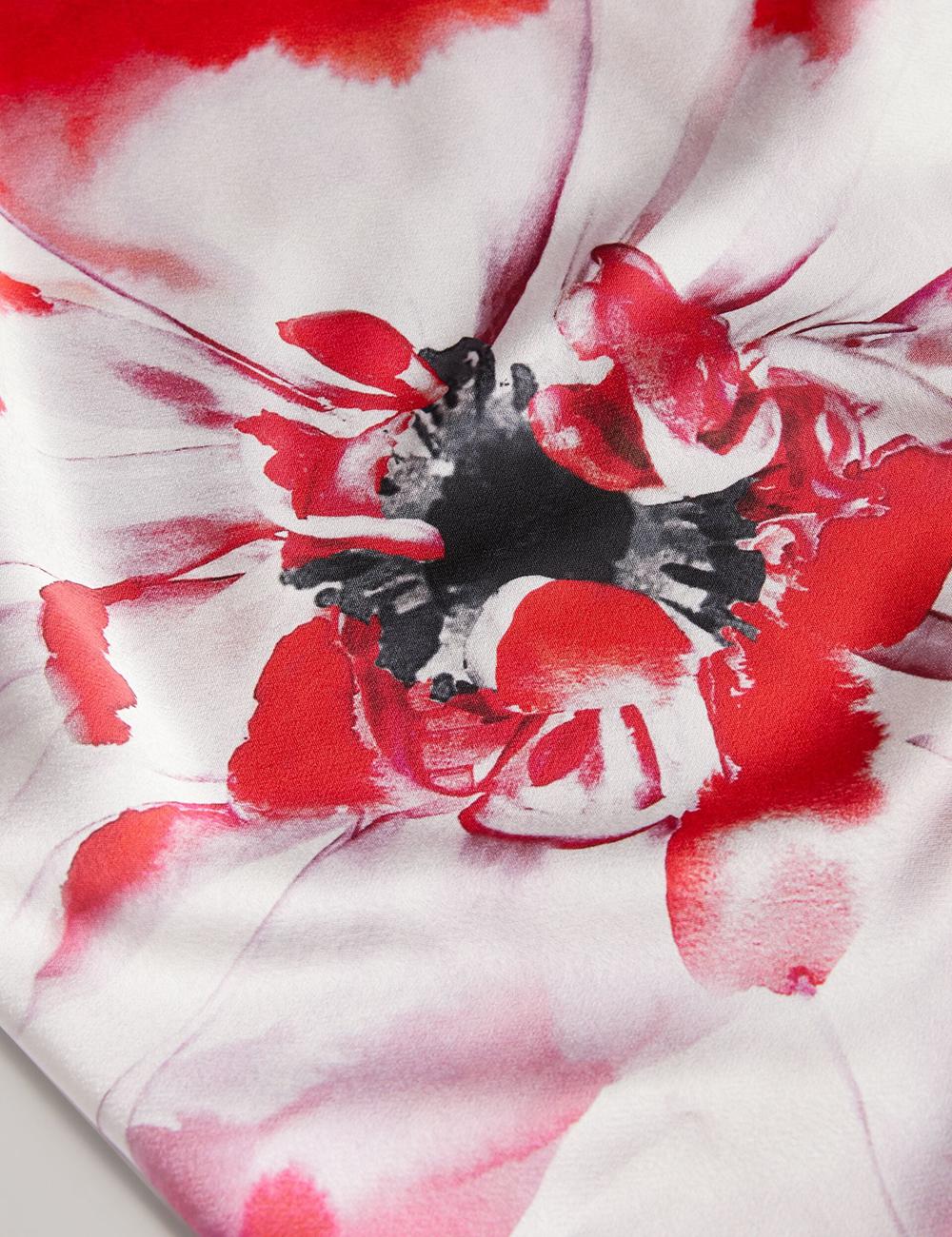 Vestido A Media Pierna Ted Baker NASINU - Printed Satin Batwing Sleeve Mujer Rojas | ZPNS-30495