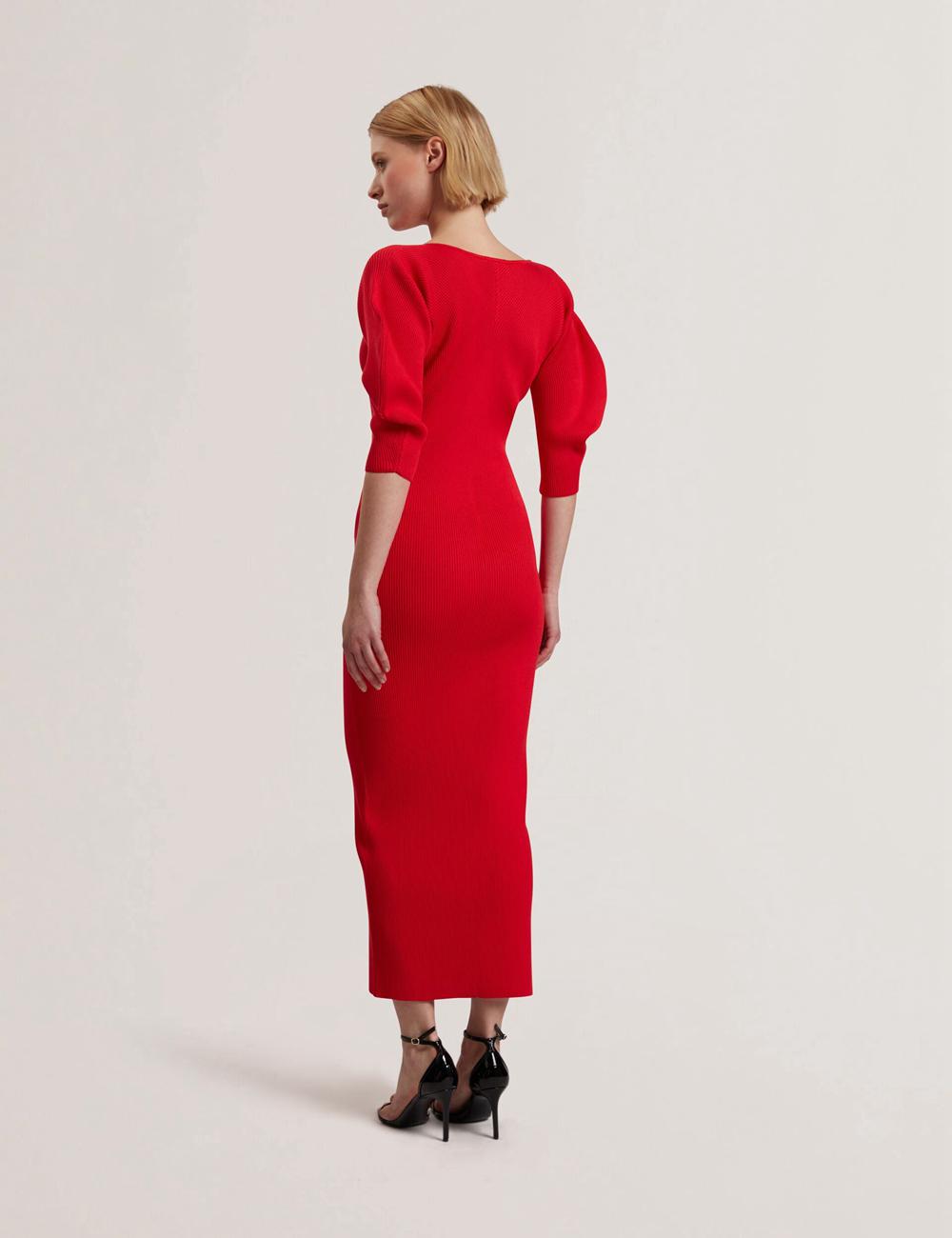 Vestido A Media Pierna Ted Baker PRICILA - Shaped Sleeve Knitted Bodycon Mujer Rojas | WLIT-21839