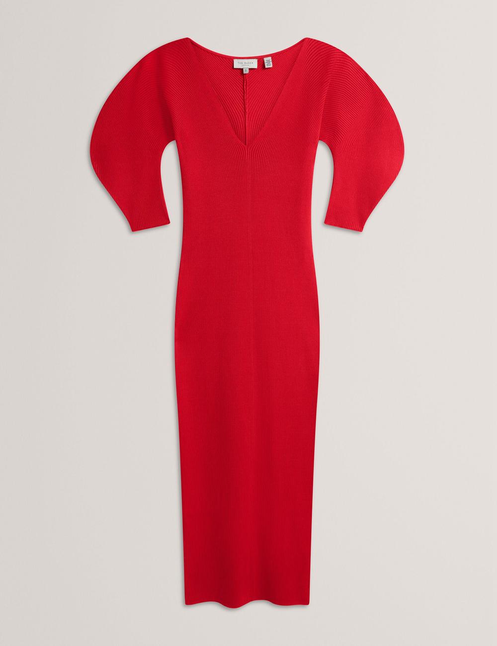 Vestido A Media Pierna Ted Baker PRICILA - Shaped Sleeve Knitted Bodycon Mujer Rojas | WLIT-21839