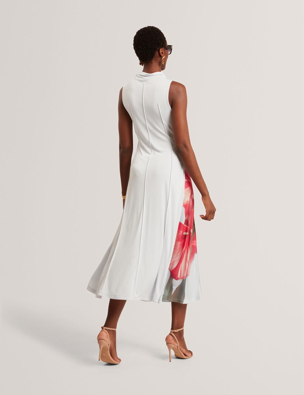 Vestido A Media Pierna Ted Baker REBEHKA - High Neck Printed Jersey Mujer Azules | SOEI-47625