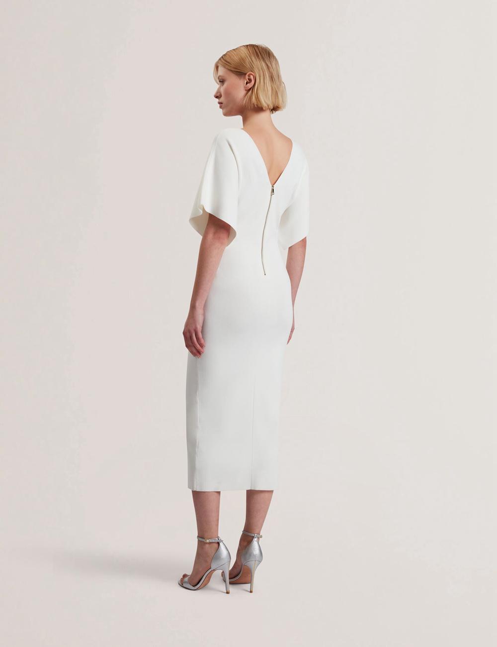 Vestido A Media Pierna Ted Baker REBEXXA - Wide Sleeve Knitted Bodycon Mujer Ivory | KNRE-53296