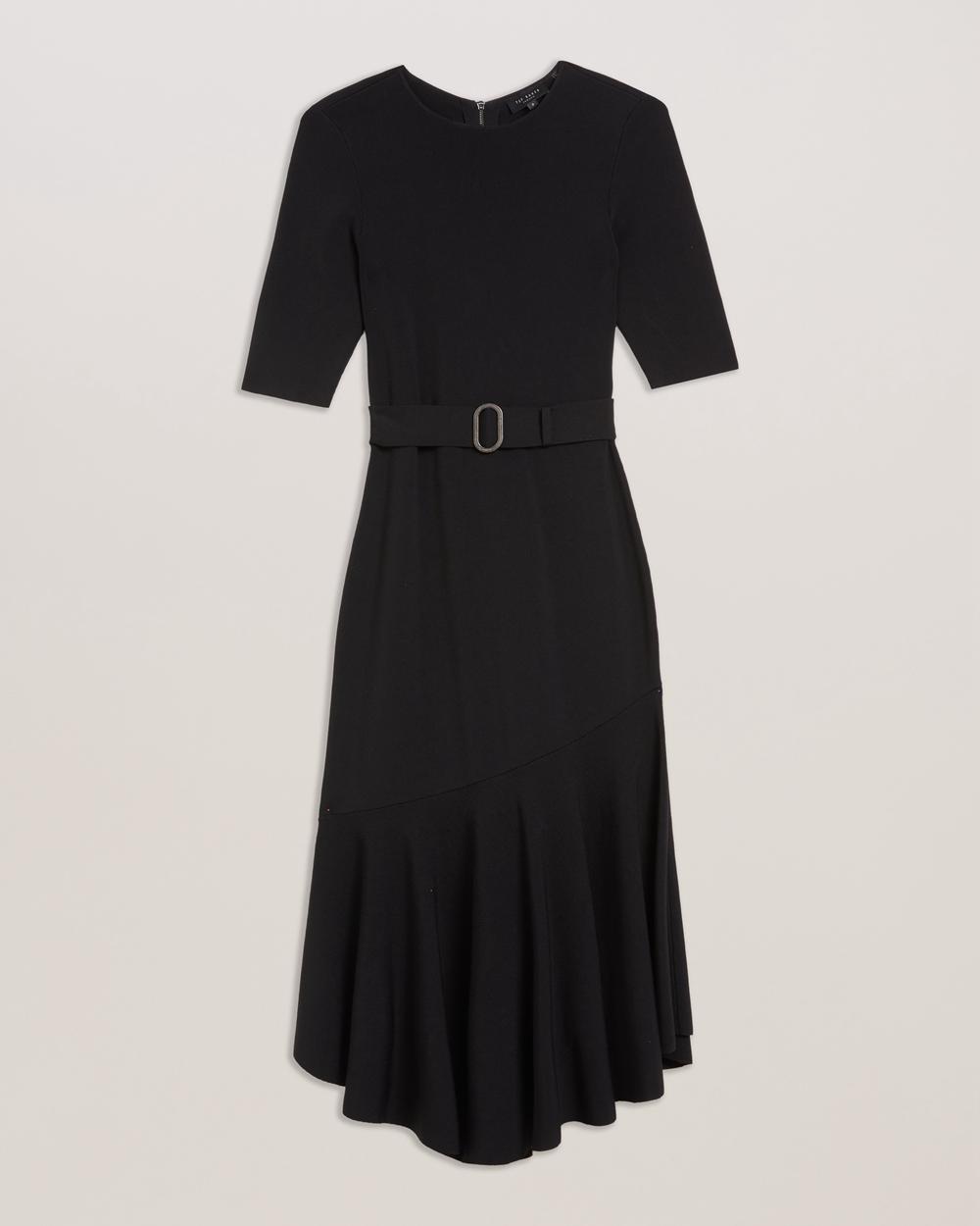 Vestido A Media Pierna Ted Baker SAMALEE - Flippy Hem Knitted Mujer Negras | TUJX-27103
