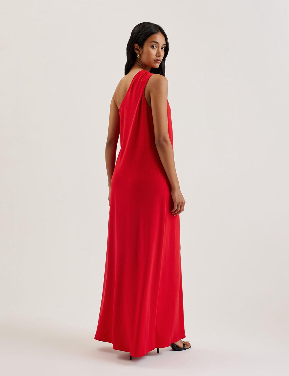 Vestido Largo Ted Baker AISLI - One Shoulder Woven Mujer Rojas | ZNIY-35084